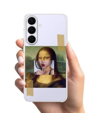 Etui do Samsung Galaxy S25 FE przeźroczyste, silikonowe Flexi, Mona lisa z lizakiem