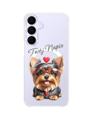 Etui do Samsung Galaxy S25 FE z MagSafe przeźroczyste, silikonowe Flexi, Puppy Love, pies rasy York
