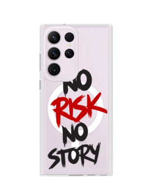 Etui do Samsung Galaxy S23 Ultra z MagSafe przeźroczyste, silikonowe Flexi, Positive Vibes, No Risk No Story