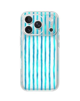 Etui do iPhone 17 Pro Max przeźroczyste, silikonowe Flexi, Summer Patterns, błękitne paski
