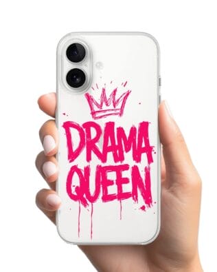 Etui do iPhone 16 Plus przeźroczyste, silikonowe Flexi, Positive Vibes, Drama Queen