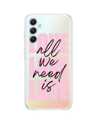 Etui do Samsung Galaxy A34 5G przeźroczyste, silikonowe Flexi, Positive Vibes, All We Need Is Love