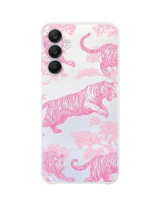 Etui do Samsung Galaxy A25 5G przeźroczyste, silikonowe Flexi, Mystic, Różowe tygrysy