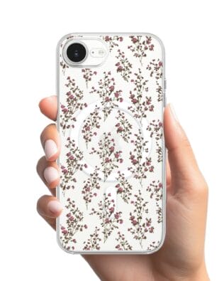 Etui do iPhone 16e z MagSafe przeźroczyste, silikonowe Flexi, Mini Patterns, Różyczki