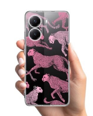 Etui do Xiaomi POCO X7 Pro przeźroczyste, silikonowe Flexi, Mystic, Różowe pumy