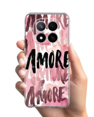 Etui do Xiaomi Redmi Note 14 Pro 4G przeźroczyste, silikonowe Flexi, Positive Vibes, Amore Amore