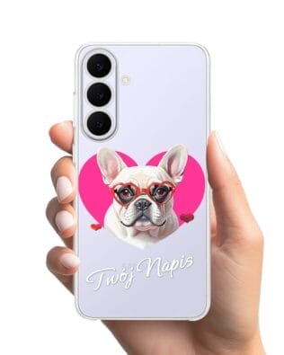 Etui do Samsung Galaxy S25 FE przeźroczyste, silikonowe Flexi, Puppy Love, pies rasy Buldog Francuski