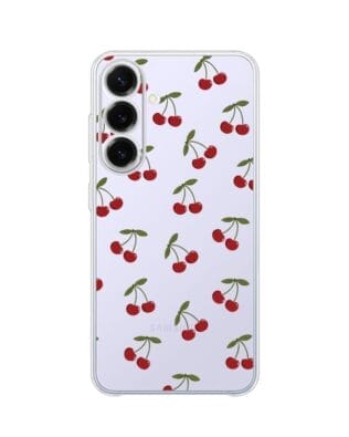 Etui do Samsung Galaxy S25 FE przeźroczyste, silikonowe Flexi, Mini Patterns, Wiśnie