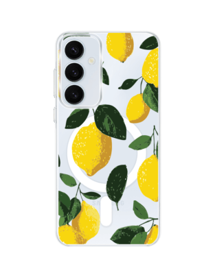 Etui do Samsung Galaxy A55 5G z MagSafe przeźroczyste, silikonowe Flexi, Italian Summer, Cytrynowe