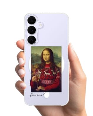 Etui do Samsung Galaxy S25 FE z MagSafe przeźroczyste, silikonowe Flexi, Mona Lisa z szampanem