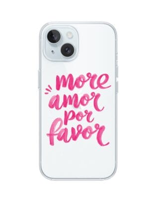 Etui do iPhone 15 Plus przeźroczyste, silikonowe Flexi, Positive Vibes, More amore per favore