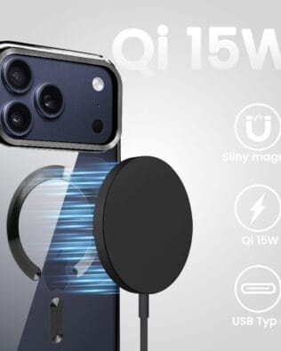 Ładowarka bezprzewodowa, magnetyczna do MagSafe iPhone 16/15/14/13/12 (Mini/Plus/Pro/Pro Max),15W, czarna