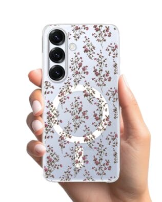 Etui do Samsung Galaxy S25 Plus z MagSafe przeźroczyste, silikonowe Flexi, Mini Patterns, Różyczki