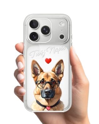 Etui do iPhone 17 Pro Max przeźroczyste, silikonowe Flexi, Puppy Love, pies rasy Owczarek Niemiecki
