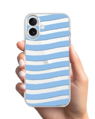 Etui do iPhone 17 przeźroczyste, silikonowe Flexi, Summer Patterns, niebieskie paski