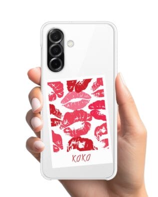 Etui do Samsung Galaxy A26 5G przeźroczyste, silikonowe Flexi, pocałunki, polaroid