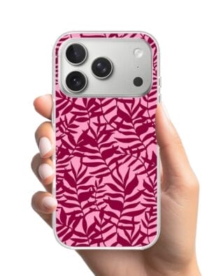Etui do iPhone 17 Pro z MagSafe przeźroczyste, silikonowe Flexi, Summer Patterns, bordowe liście