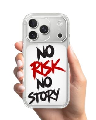 Etui do iPhone 17 Pro Max przeźroczyste, silikonowe Flexi, Positive Vibes, No Risk No Story