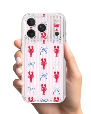 Etui do iPhone 17 Pro Max przeźroczyste, silikonowe Flexi, Summer Patterns, krab i kokardki