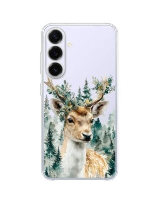 Etui do Samsung Galaxy S25 FE przeźroczyste, silikonowe Flexi, Przytulne święta, Leśny jelonek