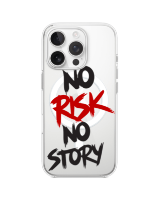 Etui do iPhone 14 Pro Max z MagSafe przeźroczyste, silikonowe Flexi, Positive Vibes, No Risk No Story