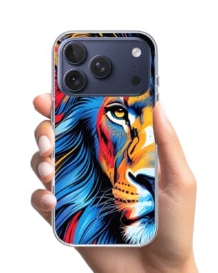 Etui do iPhone 17 Pro z MagSafe przeźroczyste, silikonowe Flexi, Dzika Mandala, Lwie spojrzenie