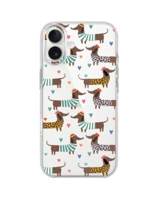 Etui do iPhone 17 przeźroczyste, silikonowe Flexi, Summer Patterns, zakochane jamniki