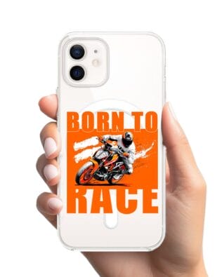 Etui do iPhone 12 z MagSafe przeźroczyste, silikonowe Flexi, Bikers, Ścigacz