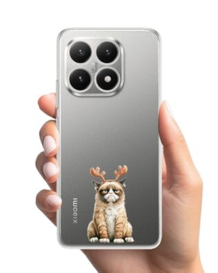 Etui do Xiaomi 15T przeźroczyste, silikonowe Flexi, Przytulne święta, Kot który nie chciał być reniferem