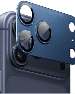 Metalowa osłona na cały aparat z wbudowanymi szkłami do iPhone 17 Pro, granatowa