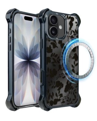 Etui do iPhone 17 IBIZU DropGuard Ultra z MagSafe, Midnight Mirror, Cienie liści
