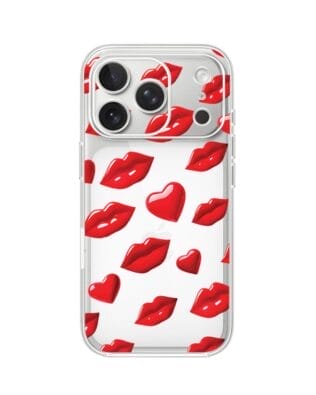 Etui do iPhone 17 Pro przeźroczyste, silikonowe Flexi, czerwone usta