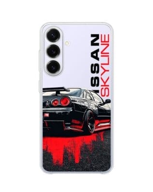 Etui do Samsung Galaxy S25 FE przeźroczyste, silikonowe Flexi, Szybkie Auta, czarny Skyline