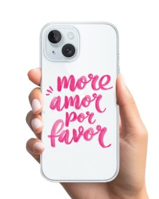 Etui do iPhone 15 Plus przeźroczyste, silikonowe Flexi, Positive Vibes, More amore per favore