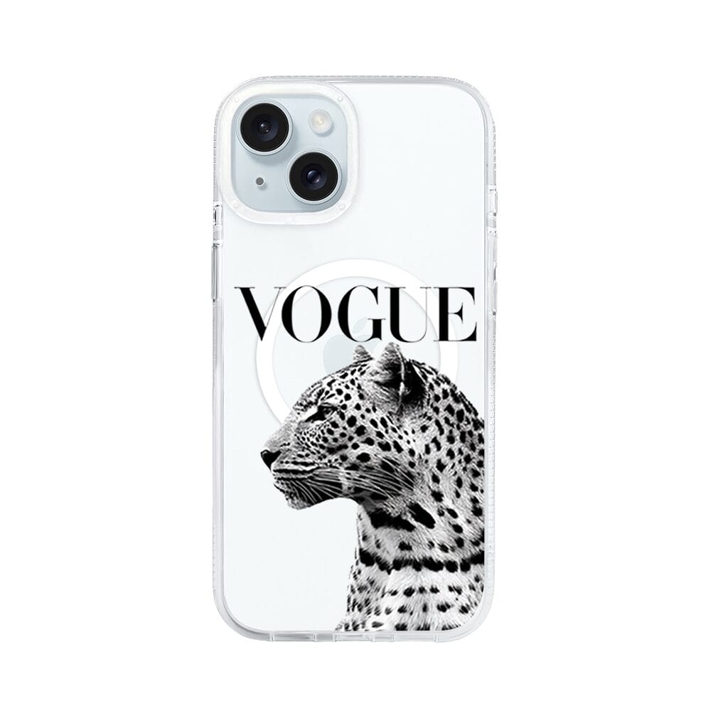 Etui do iPhone 15 z MagSafe przeźroczyste, silikonowe Flexi, Positive Vibes, Tygrys Vogue
