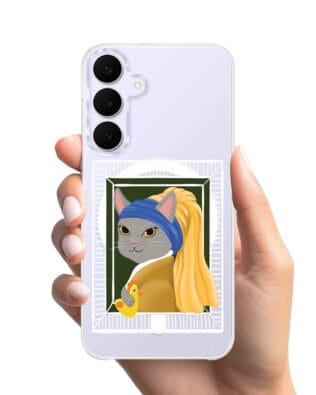 Etui do Samsung Galaxy S25 FE z MagSafe przeźroczyste, silikonowe Flexi, kotek z kurczakiem