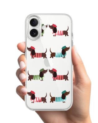 Etui do iPhone 17 przeźroczyste, silikonowe Flexi, Summer Patterns, eleganckie jamniki