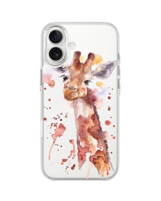 Etui do iPhone 17 przeźroczyste, silikonowe Flexi, Akwarelowe Zoo, Żyrafa