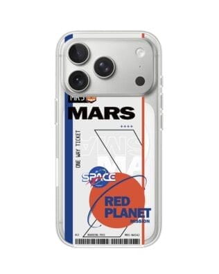 Etui do iPhone 17 Pro Max z MagSafe przeźroczyste, silikonowe Flexi, bilet na Mars