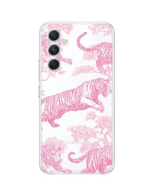 Etui do Samsung Galaxy A54 5G przeźroczyste, silikonowe Flexi, Mystic, Różowe tygrysy