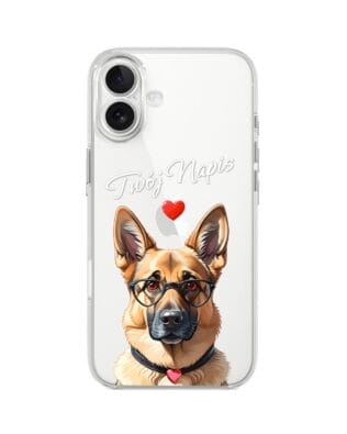Etui do iPhone 17 przeźroczyste, silikonowe Flexi, Puppy Love, pies rasy Owczarek Niemiecki