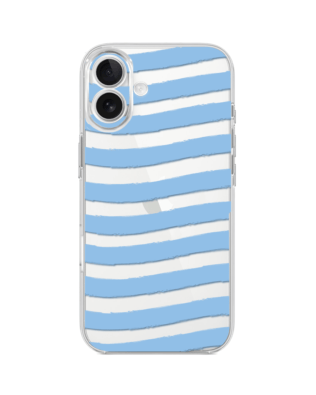 Etui do iPhone 17 przeźroczyste, silikonowe Flexi, Summer Patterns, niebieskie paski