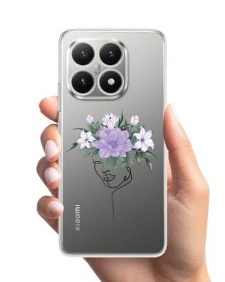 Etui do Xiaomi 15T przeźroczyste, silikonowe Flexi, kobieta z Kwiatami