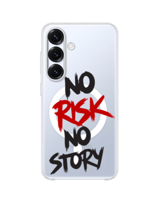 Etui do Samsung Galaxy S25 z MagSafe przeźroczyste, silikonowe Flexi, Positive Vibes, No Risk No Story