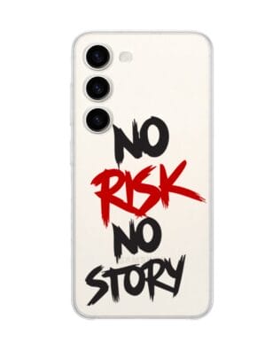 Etui do Samsung Galaxy S23 przeźroczyste, silikonowe Flexi, Positive Vibes, No Risk No Story