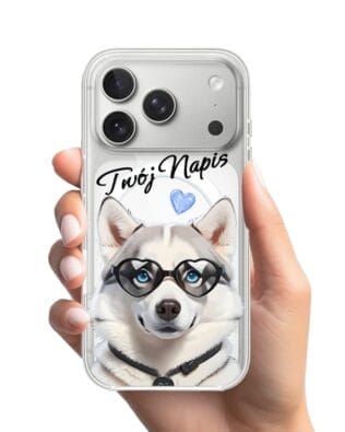Etui do iPhone 17 Pro Max z MagSafe przeźroczyste, silikonowe Flexi, Puppy Love, pies rasy Husky