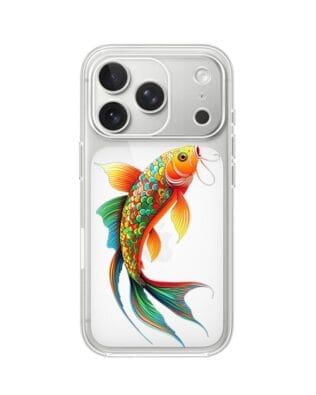 Etui do iPhone 17 Pro Max przeźroczyste, silikonowe Flexi, Dzika Mandala, Złota ryba