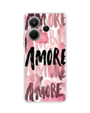 Etui do Xiaomi Redmi Note 14 5G przeźroczyste, silikonowe Flexi, Positive Vibes, Amore Amore