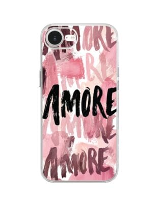 Etui do iPhone 16e przeźroczyste, silikonowe Flexi, Positive Vibes, Amore Amore