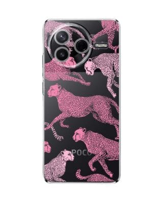 Etui do Xiaomi POCO F7 Pro przeźroczyste, silikonowe Flexi, Mystic, Różowe pumy